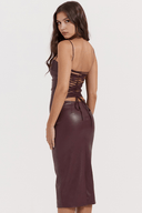 Blair Draped Midi Dress in Wine or Black, view 6