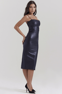 Blair Draped Midi Dress in Wine or Black, view 8