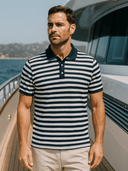 Heath Men's Navy Polo Shirt, view 8