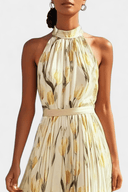 Alba Floral Pleated A-Line Maxi Dress, view 3