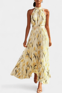 Alba Floral Pleated A-Line Maxi Dress, view 5