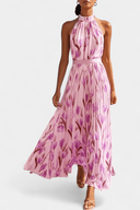 Alba Floral Pleated A-Line Maxi Dress, view 6