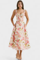 Blossom Floral Print Draped Midi Dress