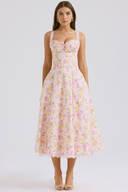 Blossom Floral Print Draped Midi Dress, view 10