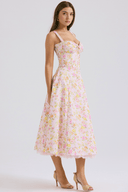 Blossom Floral Print Draped Midi Dress, view 11