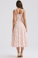 Blossom Floral Print Draped Midi Dress, view 12