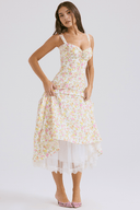 Blossom Floral Print Draped Midi Dress, view 13