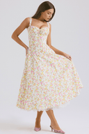 Blossom Floral Print Draped Midi Dress, view 14