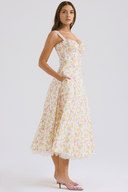 Blossom Floral Print Draped Midi Dress, view 15