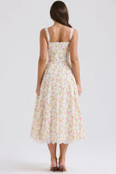 Blossom Floral Print Draped Midi Dress, view 16