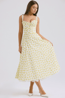 Blossom Floral Print Draped Midi Dress, view 18