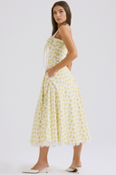 Blossom Floral Print Draped Midi Dress, view 19