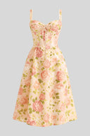 Blossom Floral Print Draped Midi Dress, view 2