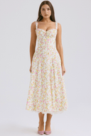 Blossom Floral Print Draped Midi Dress, view 21