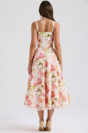 Blossom Floral Print Draped Midi Dress, view 6