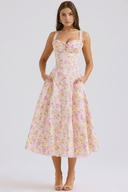 Blossom Floral Print Draped Midi Dress, view 7