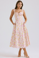 Blossom Floral Print Draped Midi Dress, view 8