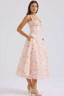 Blossom Floral Print Draped Midi Dress, view 9