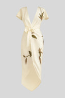 Briar Leaf Print Wrap V-Neck Midi Dress, view 2