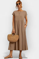 Daphne Light Cotton Midi Dress with Pockets, view 18