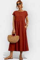 Daphne Light Cotton Midi Dress with Pockets, view 20