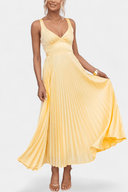 Athena Pleated V-Neck Open-Back Maxi Dress, view 3