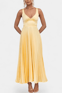 Athena Pleated V-Neck Open-Back Maxi Dress, view 4
