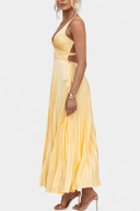 Athena Pleated V-Neck Open-Back Maxi Dress, view 5