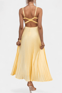 Athena Pleated V-Neck Open-Back Maxi Dress, view 6
