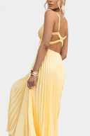 Athena Pleated V-Neck Open-Back Maxi Dress, view 7