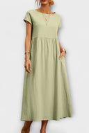 Edie Round Neck Midi Dress with Side Pockets, view 10
