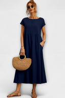 Edie Round Neck Midi Dress with Side Pockets, view 11