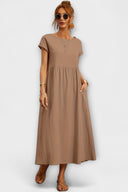 Edie Round Neck Midi Dress with Side Pockets, view 13