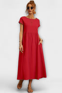 Edie Round Neck Midi Dress with Side Pockets, view 15