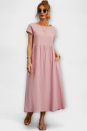 Edie Round Neck Midi Dress with Side Pockets, view 17