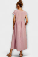 Edie Round Neck Midi Dress with Side Pockets, view 18