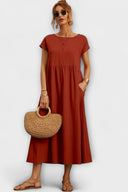 Edie Round Neck Midi Dress with Side Pockets, view 19
