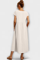 Edie Round Neck Midi Dress with Side Pockets, view 2