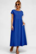 Edie Round Neck Midi Dress with Side Pockets, view 3