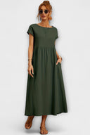 Edie Round Neck Midi Dress with Side Pockets, view 5
