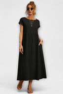 Edie Round Neck Midi Dress with Side Pockets, view 7