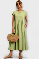 Edie Round Neck Midi Dress with Side Pockets, view 9