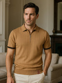 Blake Men's Zip Neck Knit Polo Shirt, view 2