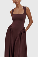 Arabella Square Neck Panelled Midi Dress, view 4