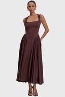 Arabella Square Neck Panelled Midi Dress, view 5