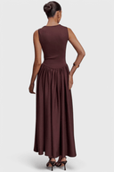Arabella Square Neck Panelled Midi Dress, view 6