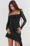 Calla Feminine Cut Polyester Mini Dress, view 3
