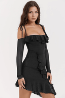 Calla Feminine Cut Polyester Mini Dress, view 6
