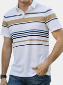 Manly Men's Sunset Striped Polo Shirt, view 2