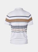 Manly Men's Sunset Striped Polo Shirt, view 21